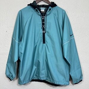 Vtg 90s Nike Anorak Jacket Lg Ripstop Windbreaker Spellout Logo Streetwear Y2K